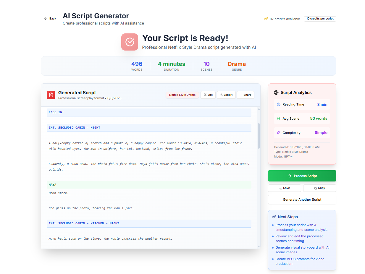 Advanced Script Refinement Interface - Tone adjustment, length optimization, and A/B testing tools